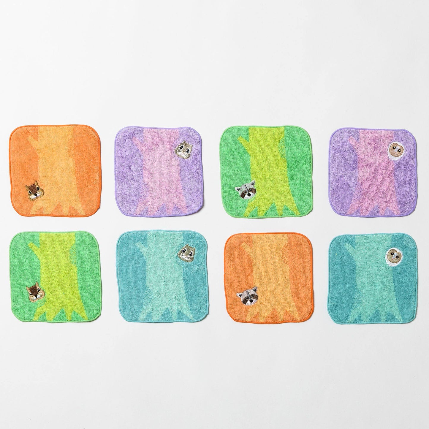 Hide&Seek・かくれんぼ アライグマ KIDSハンカチタオル (14cm×14cm)