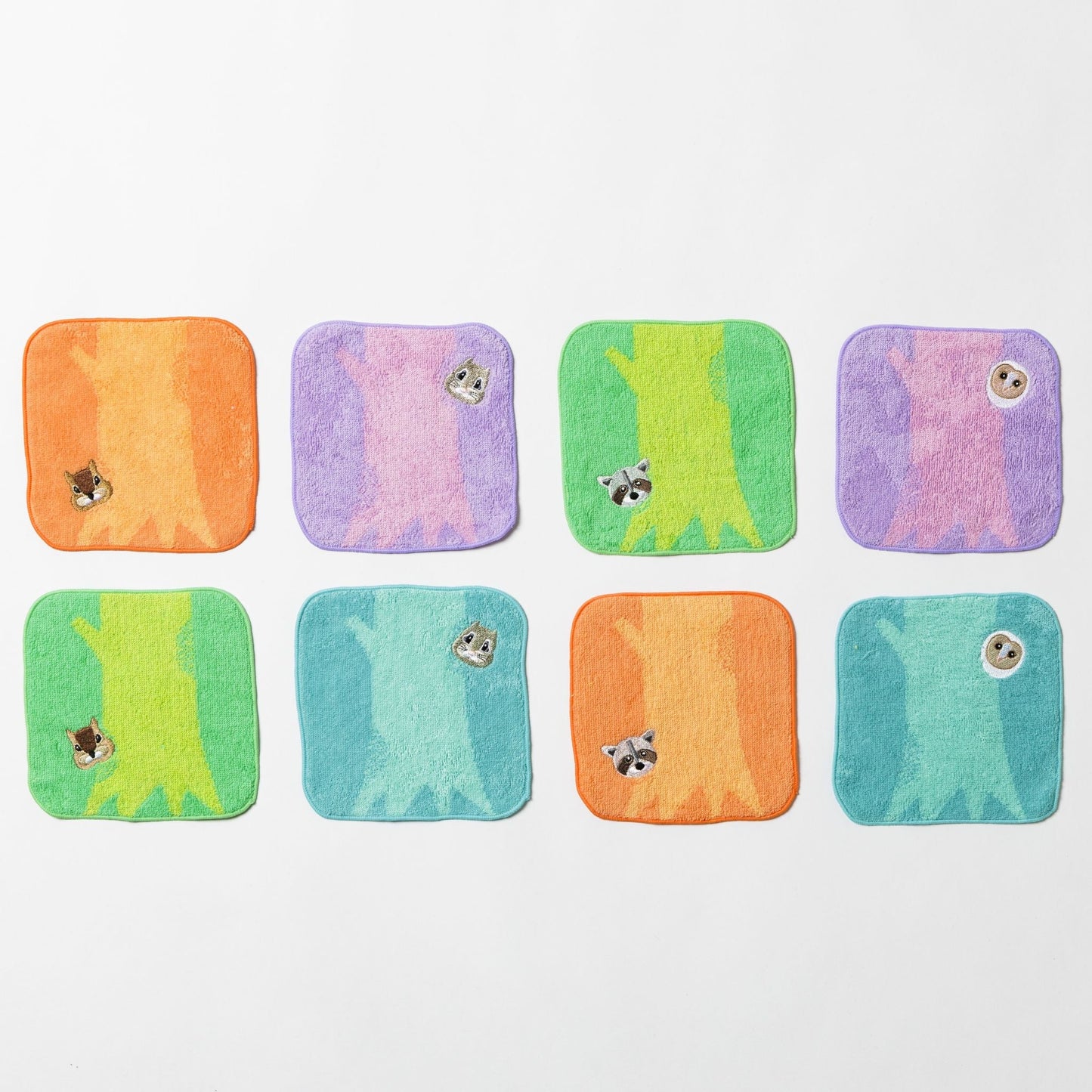 Hide&Seek・かくれんぼ フクロウ KIDSハンカチタオル (14cm×14cm)