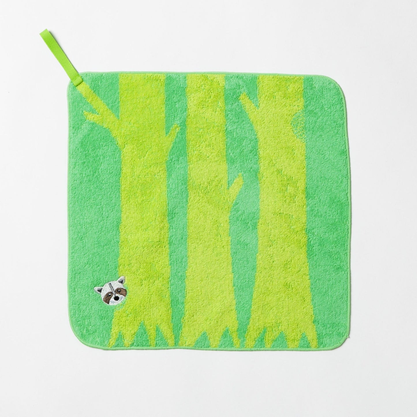 Hide&Seek・かくれんぼ アライグマ ループ付きハンドタオル (29cm×29cm)