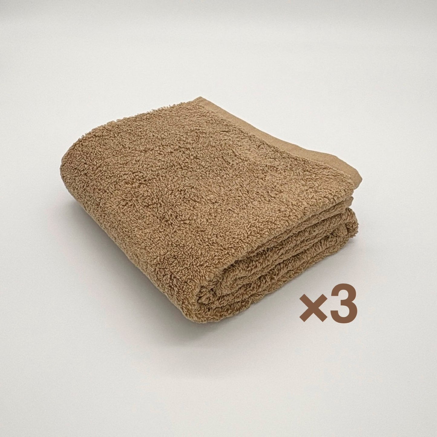 MAMORUNE STANDARD 　コンパクトバスタオル キャメル3枚セット　(45cm×110cm)
