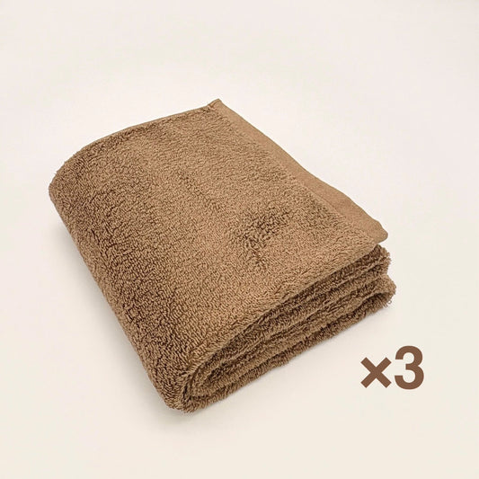 MAMORUNE PURE TOUCH　コンパクトバスタオル ブラウン3枚セット　(45cm×110cm)