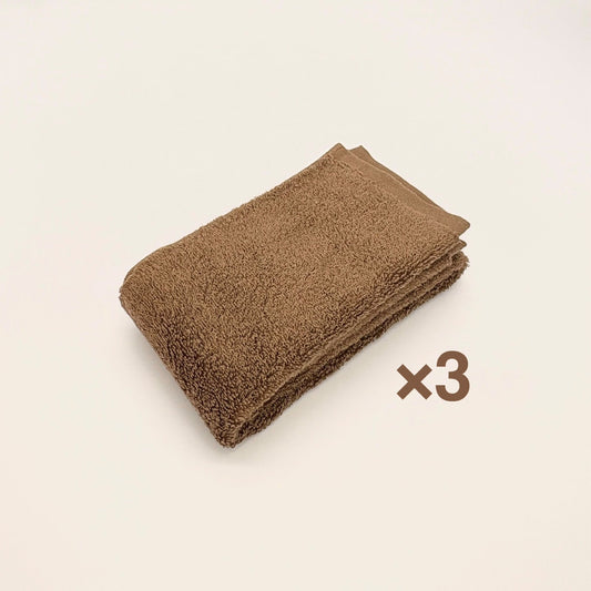 MAMORUNE PURE TOUCH　フェイスタオル ブラウン3枚セット　(34cm×80cm)